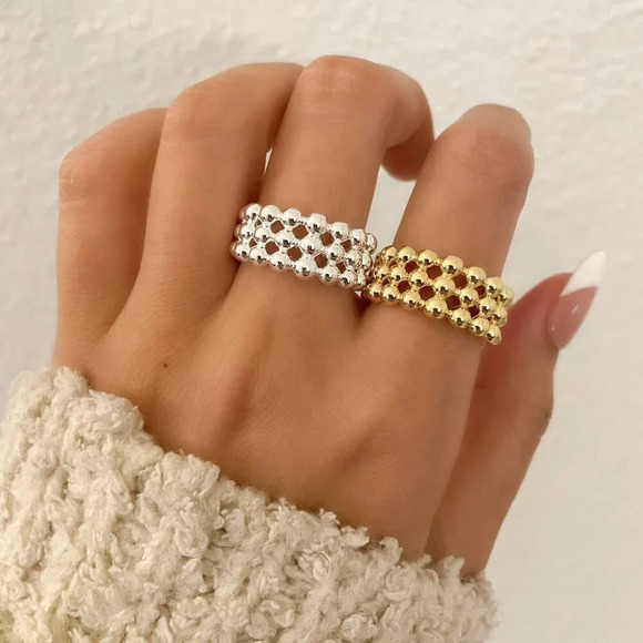 925 Sterling Silver Bead Ring Ball Ring Minimalist Ring Stackable Ring Band - Picture 1 of 10